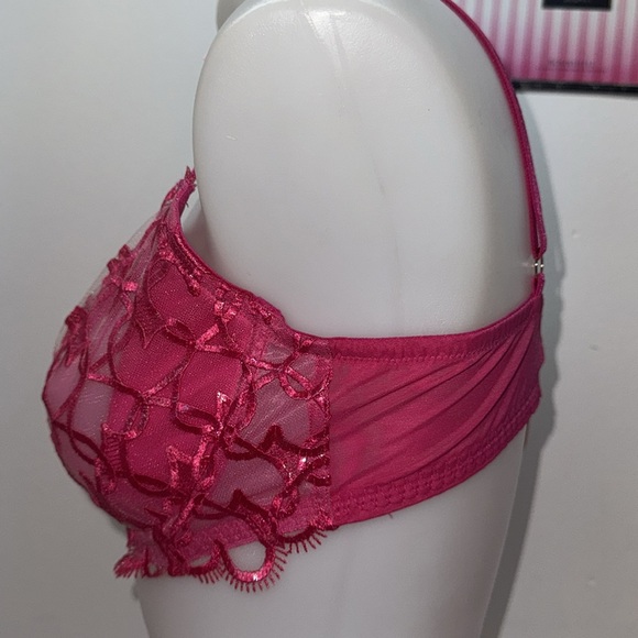 🔥Victoria's Secret Fuchsia Lace Bra and Panty Set Sz 38D // Large New - Picture 8 of 12